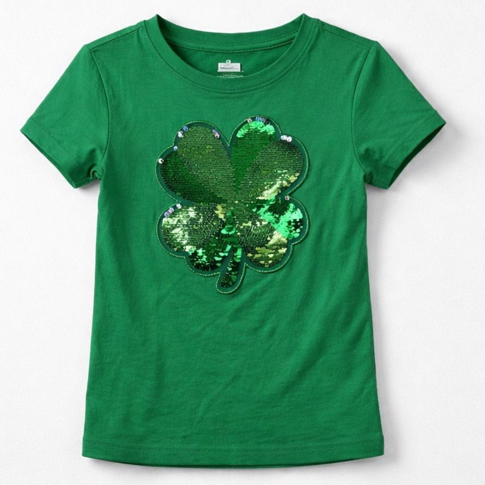 Way to Celebrate Green sequins shamrock t shirt size xs(4-5)